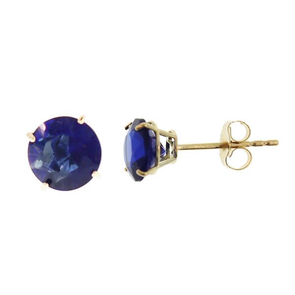 Gemstone Classics&#40;tm&#41; Gold & Created Sapphire Stud Earrings - image 