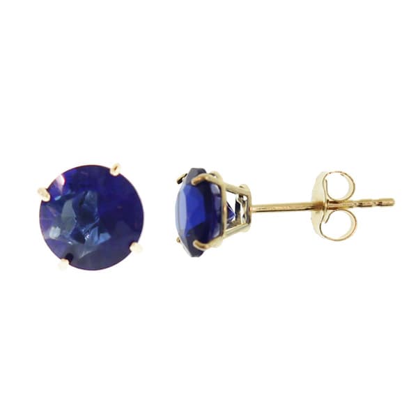Gemstone Classics(tm) Gold & Created Sapphire Stud Earrings - image 