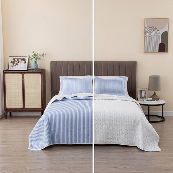 FreshFolds Marcie 3pc. Reversible Tiny Stripes Quilt Set