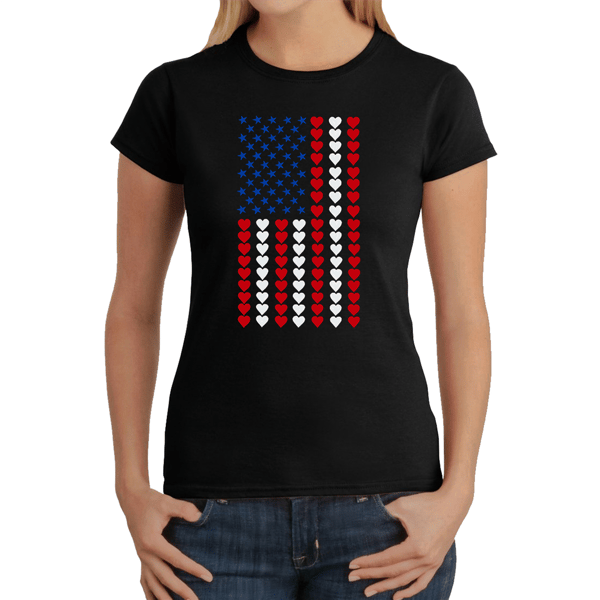 Womens LA Pop Art Heart Flag Word Art T-Shirt - image 