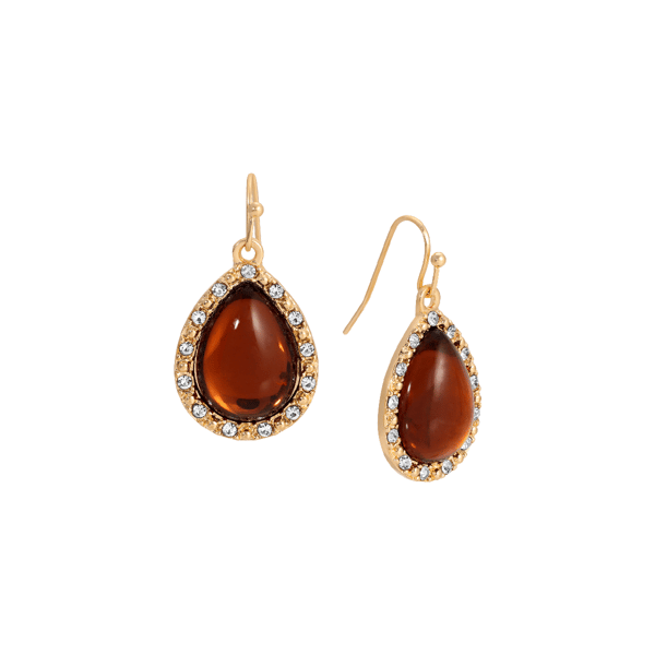 1928 Gold-Tone Topaz Teardrop Wire Earrings