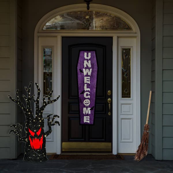 National Tree 48in. Pre-Lit Frightening Face Halloween Tree