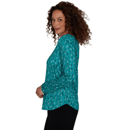 Womens Emaline Holiday Festivities Allover Tree and Stars Tee