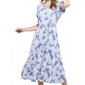 Womens Perceptions Ruffle Sleeve Puff Floral Midi Dress - image 3
