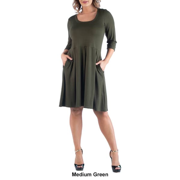 Plus Size 24/7 Comfort Apparel Elbow Sleeve Pocket Shift Dress