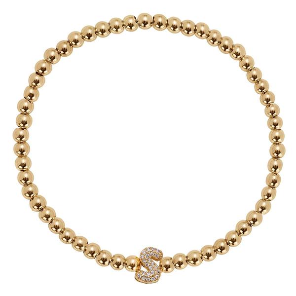 Athra 14kt. Gold Over Brass Initial S Stretch Bracelet - image 
