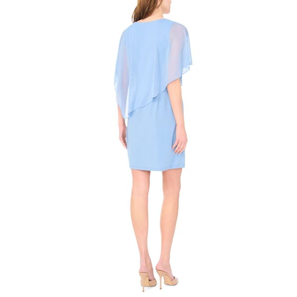 Womens MSK Pearl Floral Chiffon Overlay Shift Dress