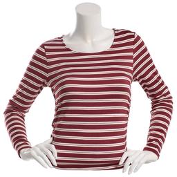 Juniors No Comment Long Sleeve Side Ruched Fleece Top - Stripe