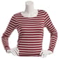 Juniors No Comment Long Sleeve Side Ruched Fleece Top - Stripe - image 1