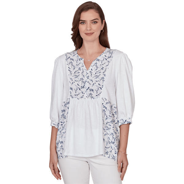 Womens Ruby Rd. French Riviera 3/4 Sleeve Mixed Floral Blouse - image 
