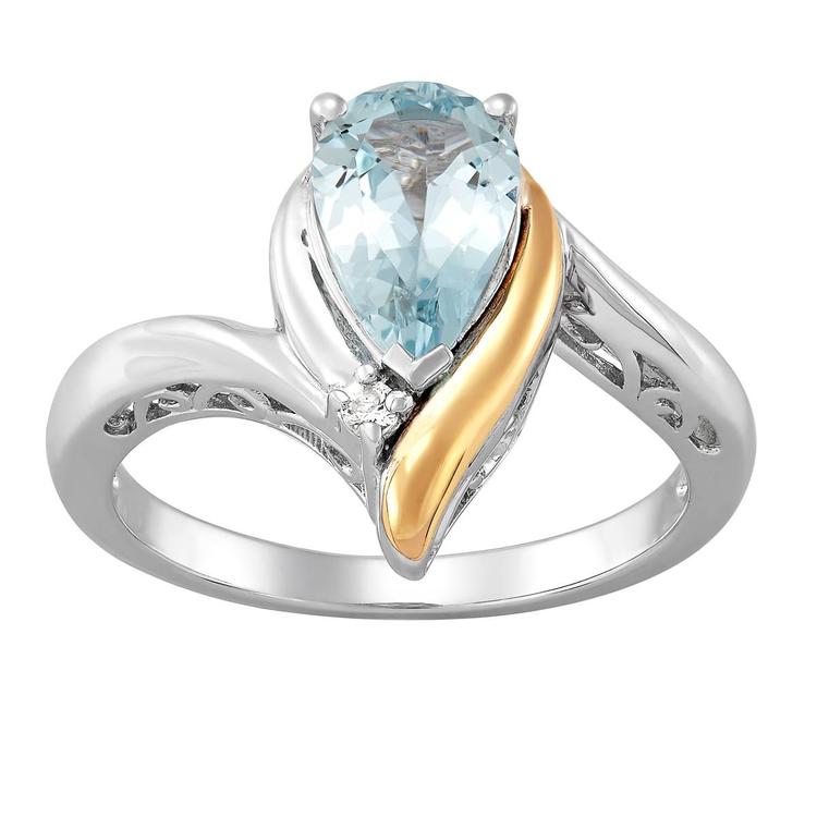 Gemstone Classics(tm) Aquamarine & Topaz 10kt. Silver Ring