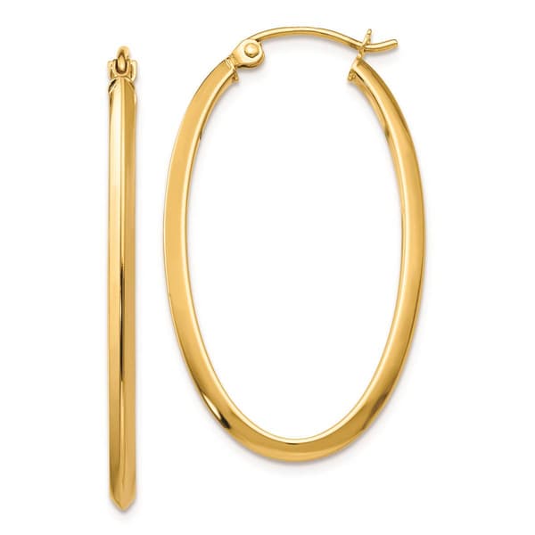Gold Classics(tm) 14kt. 2mm Oval Hoop Earrings - image 
