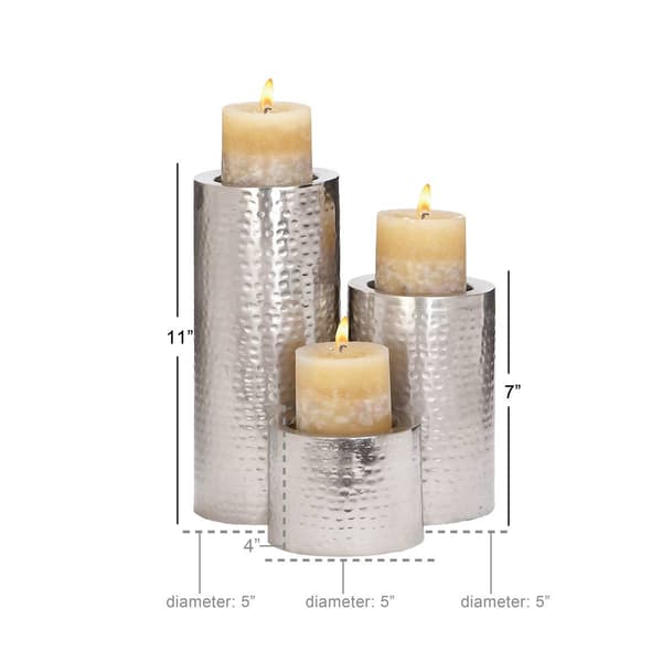 9th & Pike&#174; Silver Hammered Metal Candle Holders - Set of 3