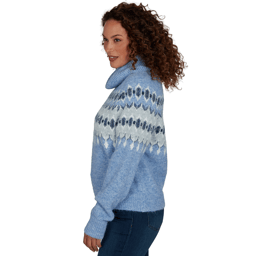 Petite Skye’s the Limit Icy Blue Sparkle Fair Isle Sweater