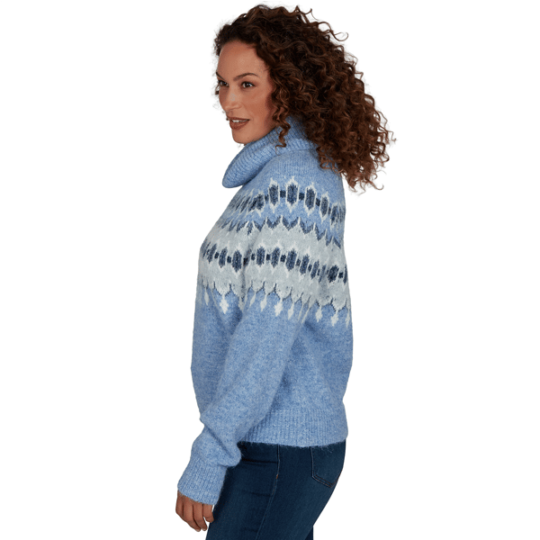 Petites Skye’s the Limit Icy Blue Sparkle Long Sleeve Cowl Neck