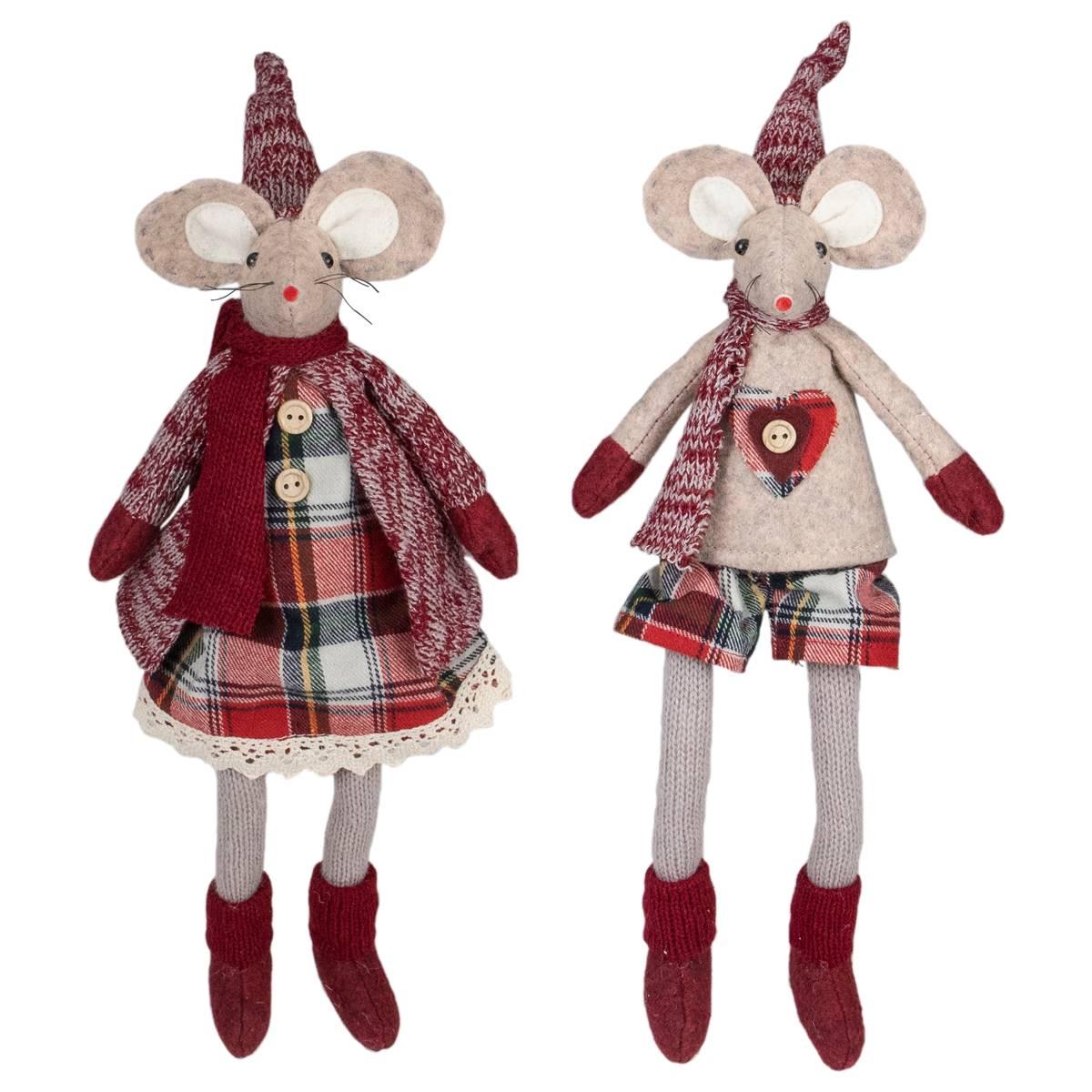 Northlight Seasonal Boy and Girl Sitting Mice Figures - Set...