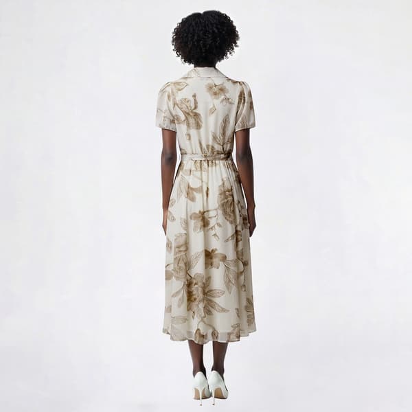 Petite Sandra Darren Short Sleeve Floral Chiffon Shirtdress