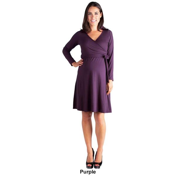 Womens 24/7 Comfort Apparel Belted Maternity Wrap Dress