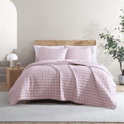 City Scene Woven Grid Microfiber Quilt Set