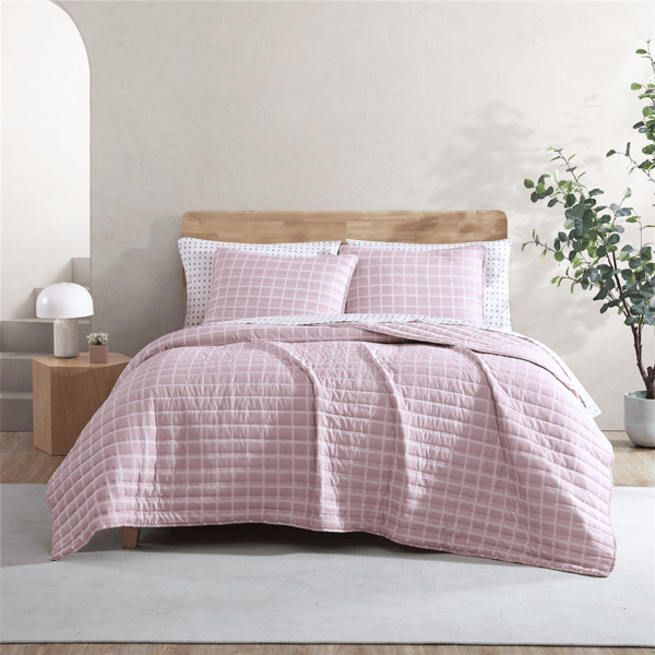 City Scene Woven Grid Microfiber Quilt Set - image 