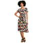 Womens Tiffany & Grey Short Sleeve Floral A-Line Dress-Black/Rust - image 2
