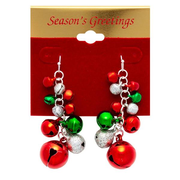 Christmas Color Jingle Bell Cluster Earrings