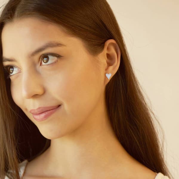 Nova Star® 1/4kt. Silver Heart Shape Stud Earrings