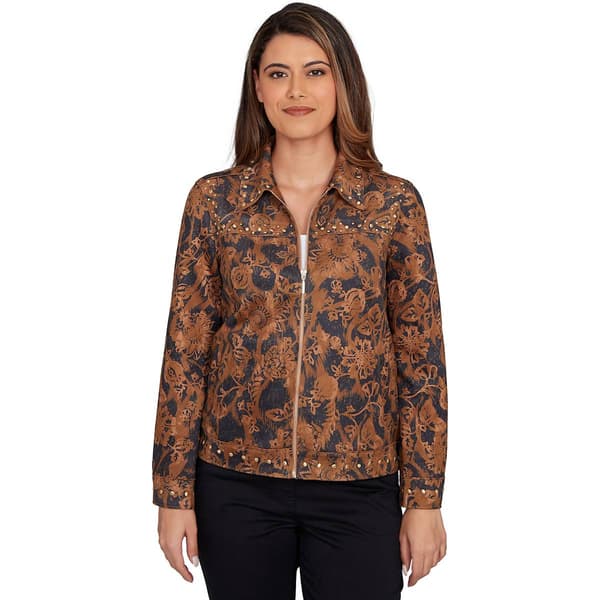Womens Ruby Rd. New Neutrals Floral Wrap Suede Jacket - image 