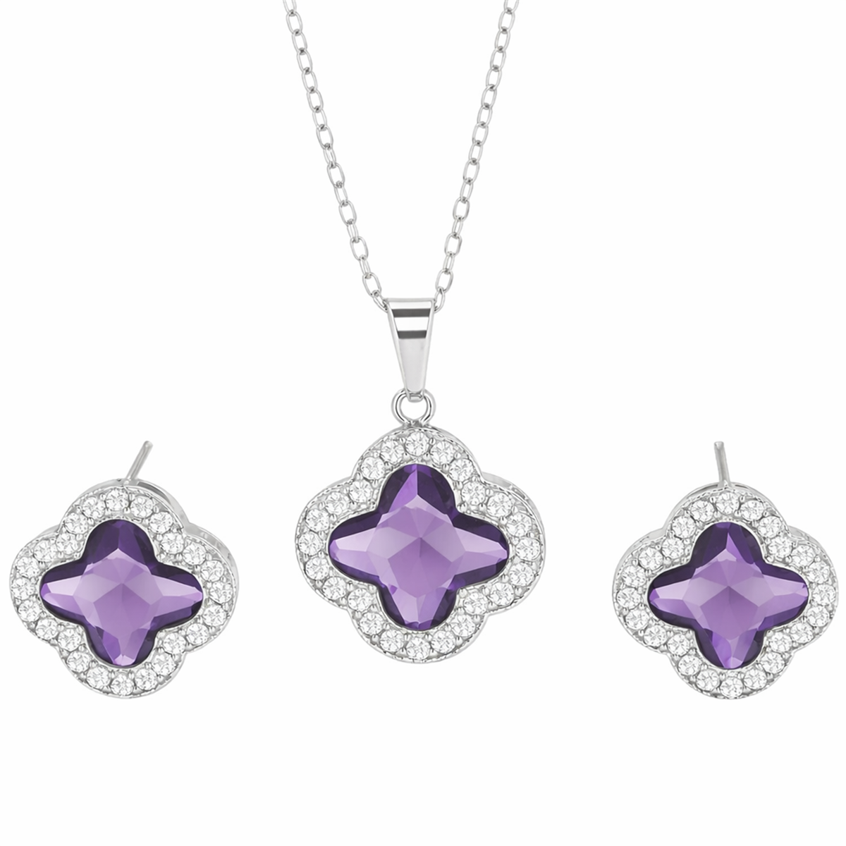Saffron Clover Pendant & Earrings Set