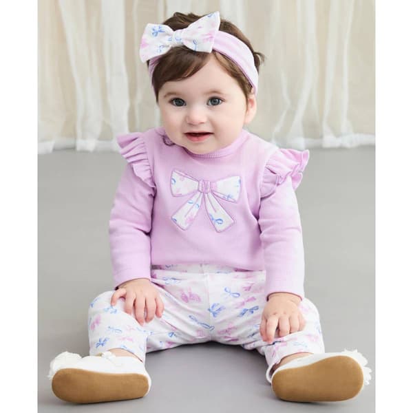 Baby Girl &#40;3-12M&#41; Little Me&#40;R&#41; Pretty Bows Bodysuit & Pants Set - image 