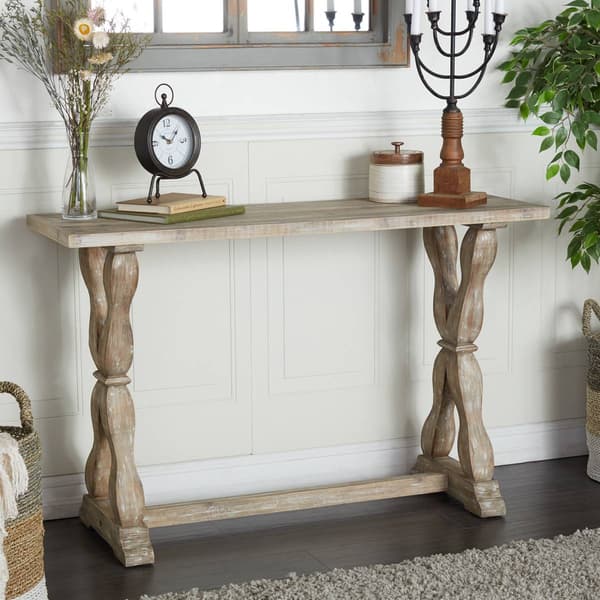 9th & Pike® Brown Wood Farmhouse Console Table