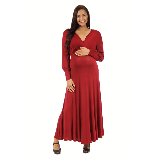 Plus Size 24/7 Comfort Apparel Long Sleeve Maternity Maxi Dress - image 