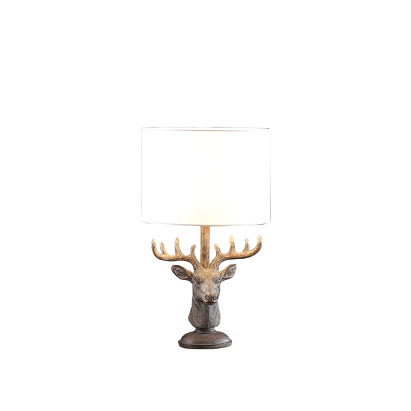 HomeRoots 18in. Antiqued Bronzed Stag Bust Table Lamp