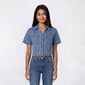 Juniors Love Tree Button Front Short Sleeve Denim Jacket - image 2