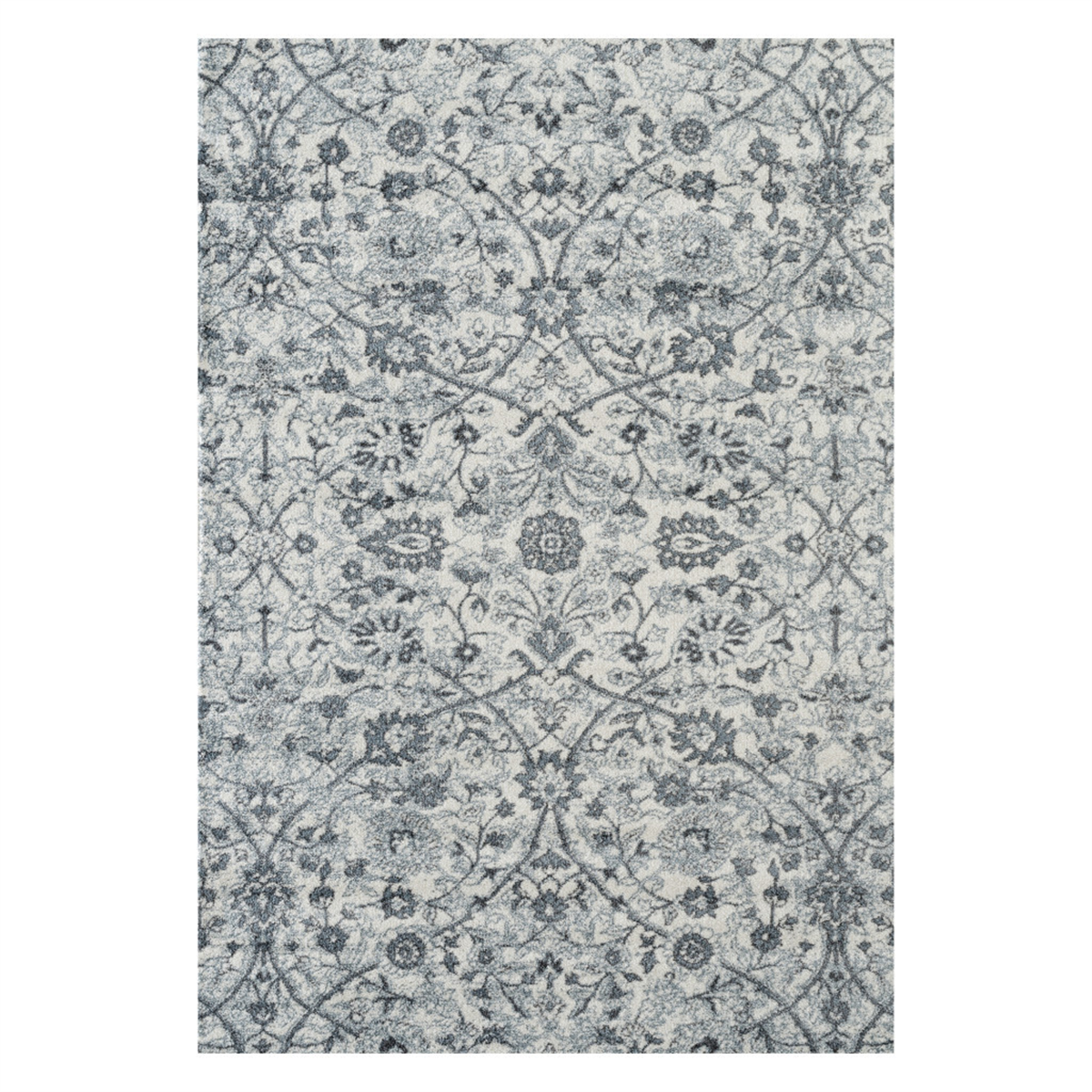 HomeRoots Charcoal Ivory & Light Blue Oriental Accent Rug