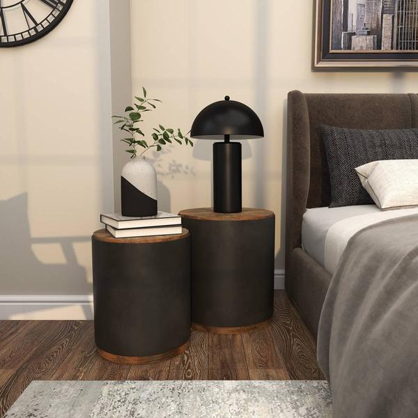 9th & Pike® 2pc. Rustic Black Metal Accent Table Set