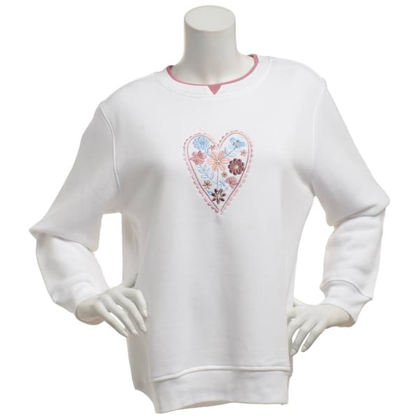 Plus Size Hasting & Smith Floral Heart Fleece Sweatshirt - image 