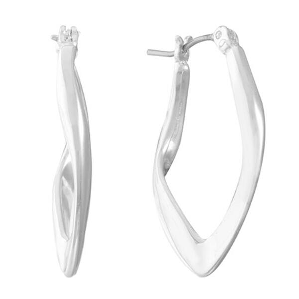 Gloria Vanderbilt Silver-Tone Wavy Hoop Earrings - image 