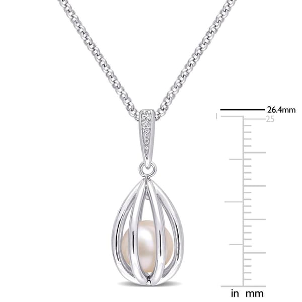 Gemstone Classics™ Pearl & Diamond Accent Necklace