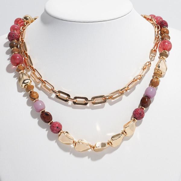 Ashley Cooper(tm) 2-Row Chain/Nugget Bead/Berry Bead Accent Necklace - image 
