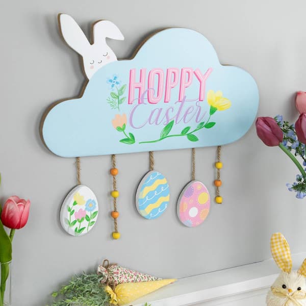 Northlight Seasonal Hoppy Easter Bunny and Eggs Wall Sign
