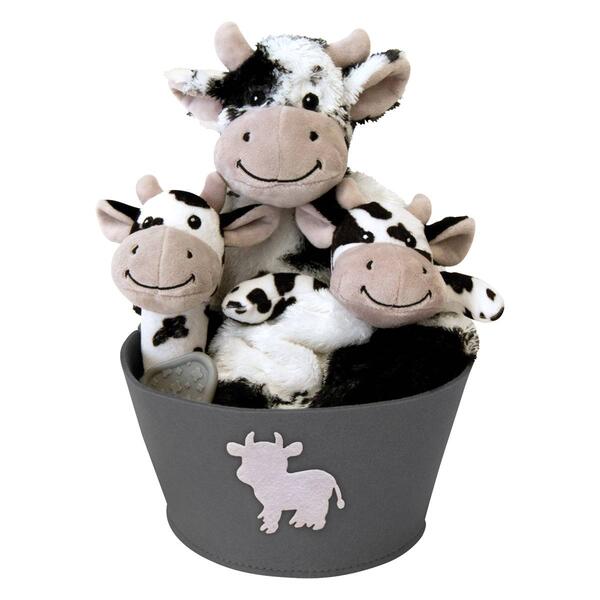 Trend Lab&#40;R&#41; Cow 4pc. Plush Gift Set Bucket - image 
