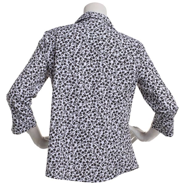 Womens Emily Daniels 3/4 Sleeve Knit To Fit Floral Button Down