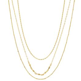Design Collection Gold-Tone Mixed Chain Three Row Necklace