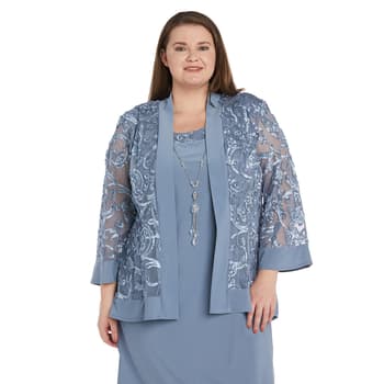 Plus Size R&M Richards Soutache Jacket Dress with Necklace - Boscov's