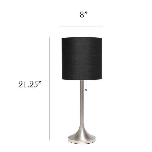 Simple Designs Brushed Tapered Table Lamp w/Fabric Drum Shade