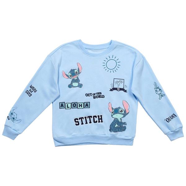 Girls (7-16) Disney Stitch Embroidered Crew Sweatshirt - image 