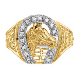 Mens Gentlemens Classics™ 14kt. Two-Tone Gold Diamond Horse Ring