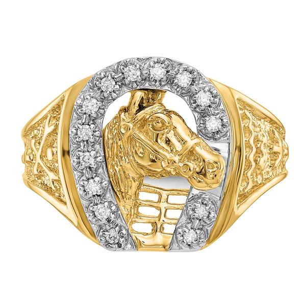 Mens Gentlemens Classics™ 14kt. Two-Tone Gold Diamond Horse Ring