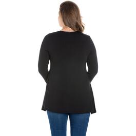 Plus Size 24/7 Comfort Apparel Poised Long Sleeve Swing Tunic